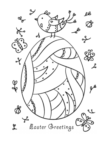Easter Greetings Image For Kids Coloring Page