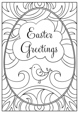 Easter Greetings Printable Coloring Page