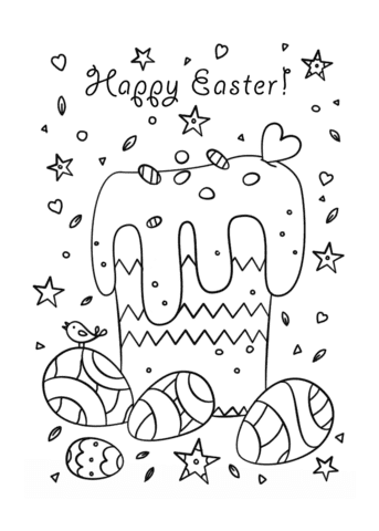 Easter Paska Bread Doodle Image For Kids