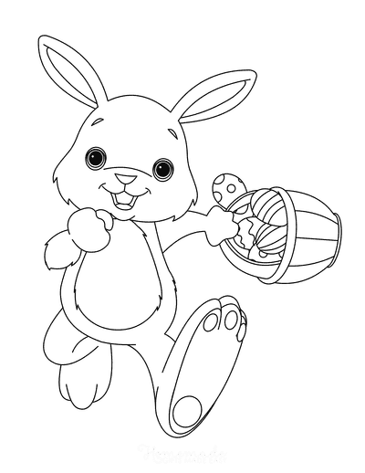 Easter With Basket For Children Coloring Page