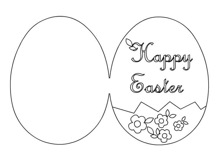Easy Happy Easter Card Printable Coloring Page