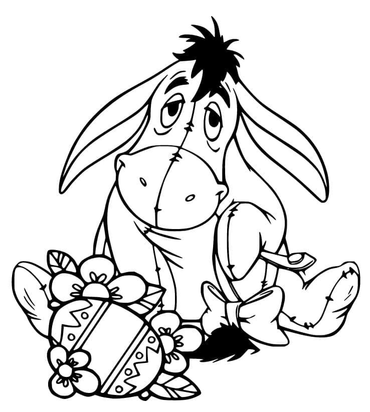 Eeyore With Easter Egg Printable Coloring Page