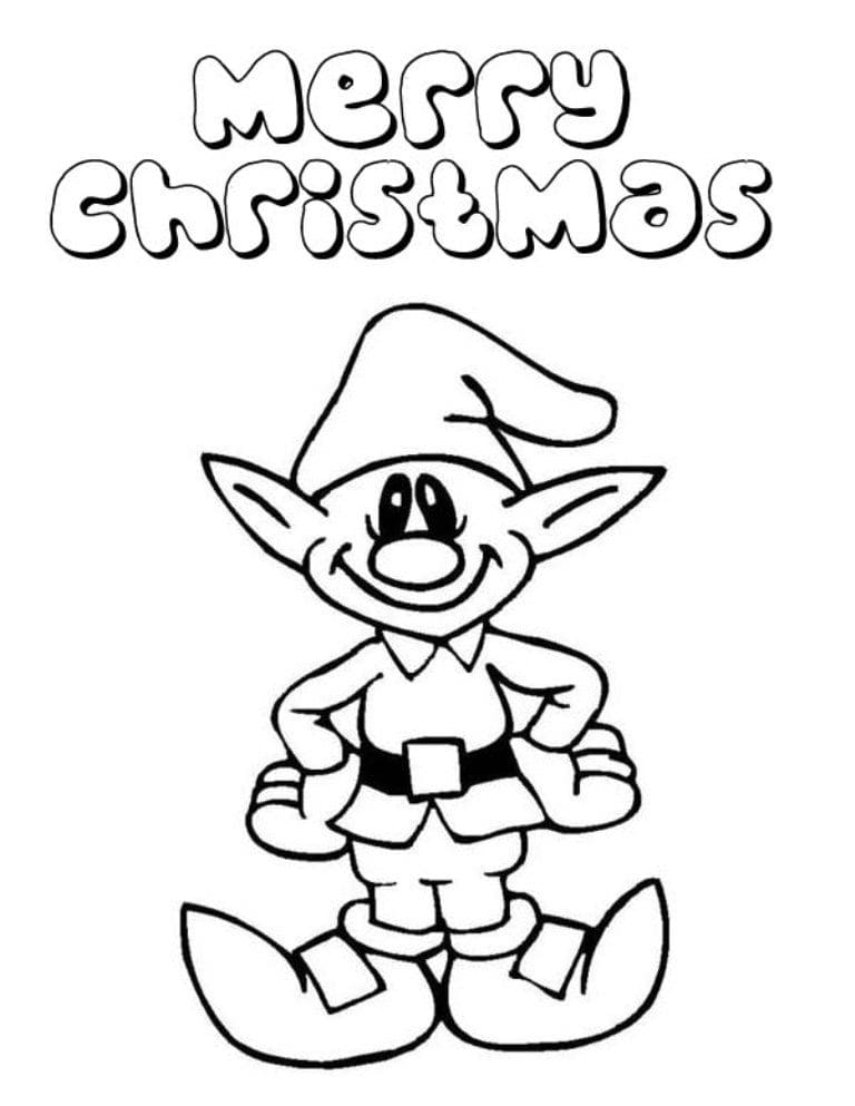 Elf Merry Christmas Printable Image Coloring Page
