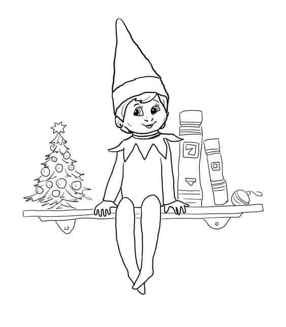 Elf On The Shelf Picture For Children Coloring Page