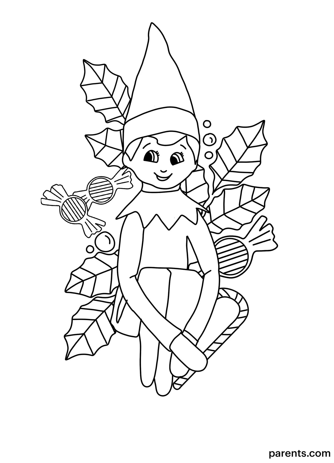 Elf On the Shelf Sweet For Kids Coloring Page