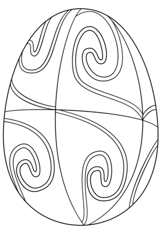 Ester Egg With Spiral Pattern Coloring Page