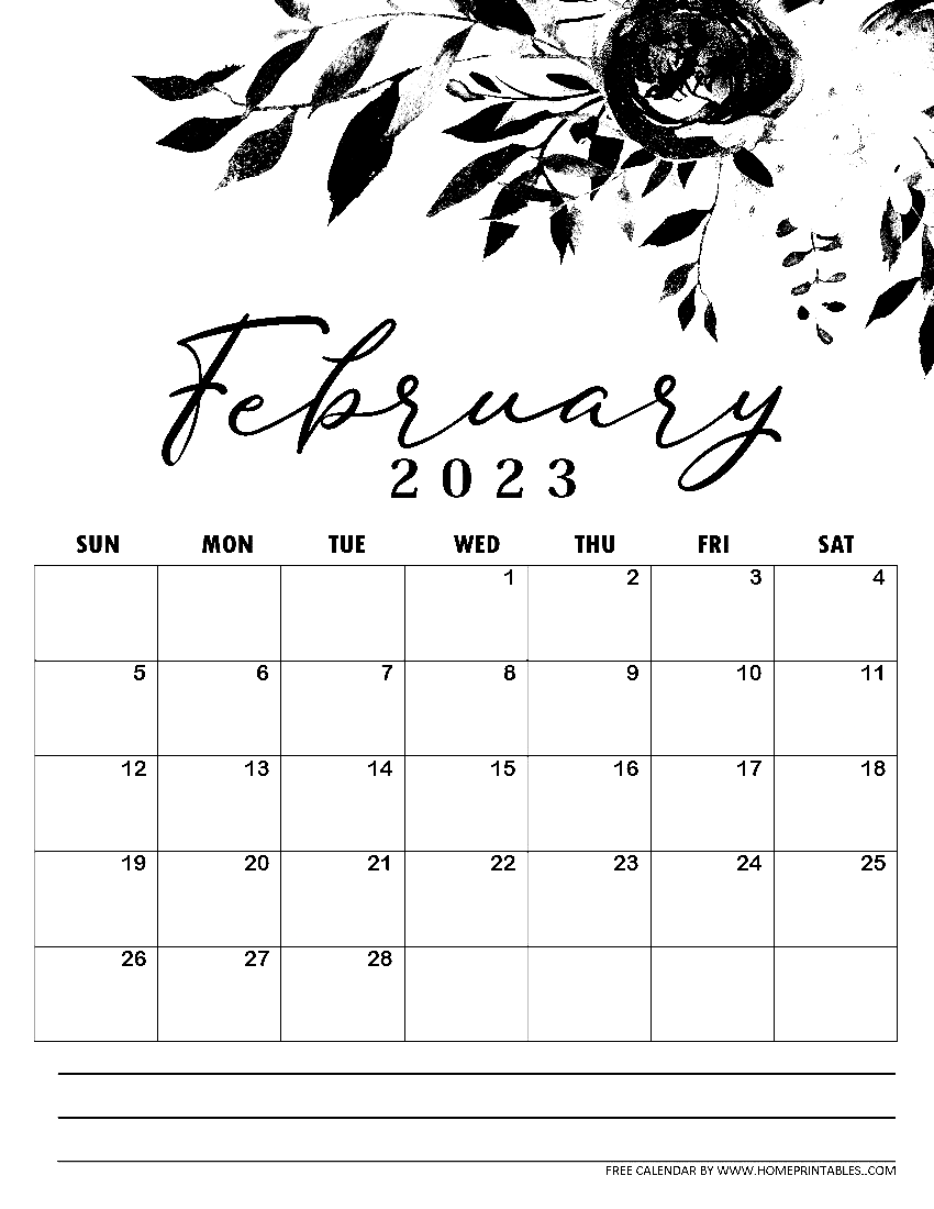 February 2023 Calendar Image Coloring Page