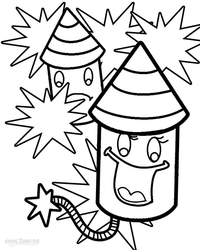 Firework Drawing For Children Coloring Page