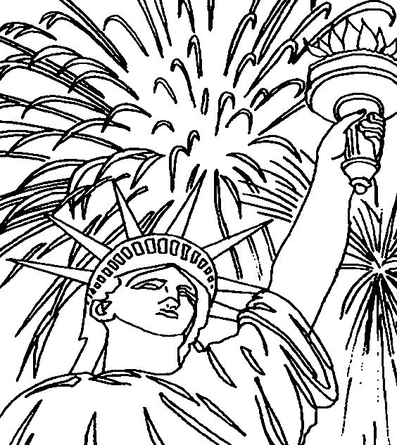 Fireworks Cute Coloring Page