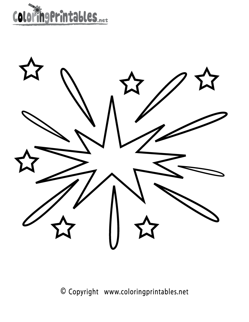 Fireworks Drawing For Children Coloring Page