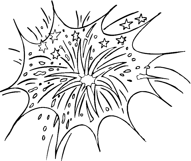Fireworks Lovely Image For Kids Coloring Page