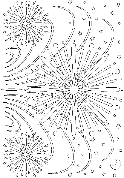 Fireworks Picture Coloring Page