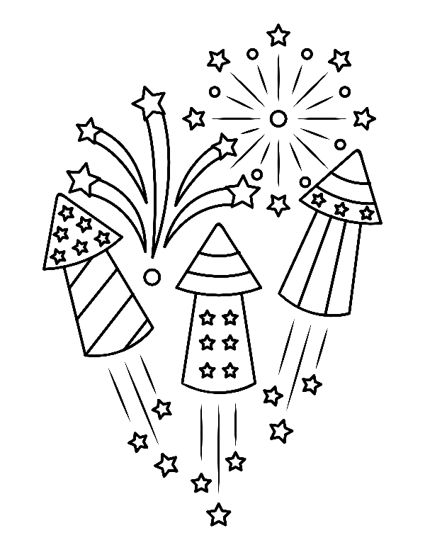 Fireworks Sweet Image For Kids Coloring Page