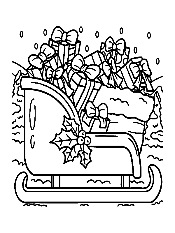 Gifts On Santa’s Sleigh Picture Coloring Page