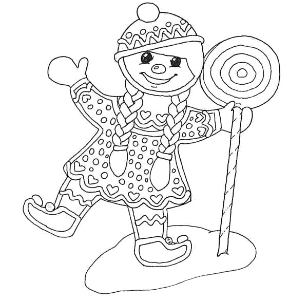 Gingerbread Girl Nice Coloring Page