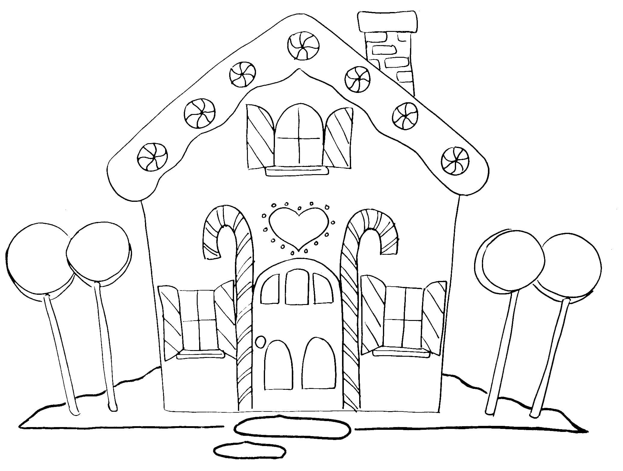 Gingerbread House Beautiful Coloring Page