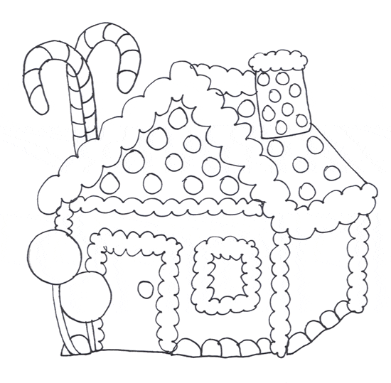 Gingerbread House Picture For Kids Coloring Page