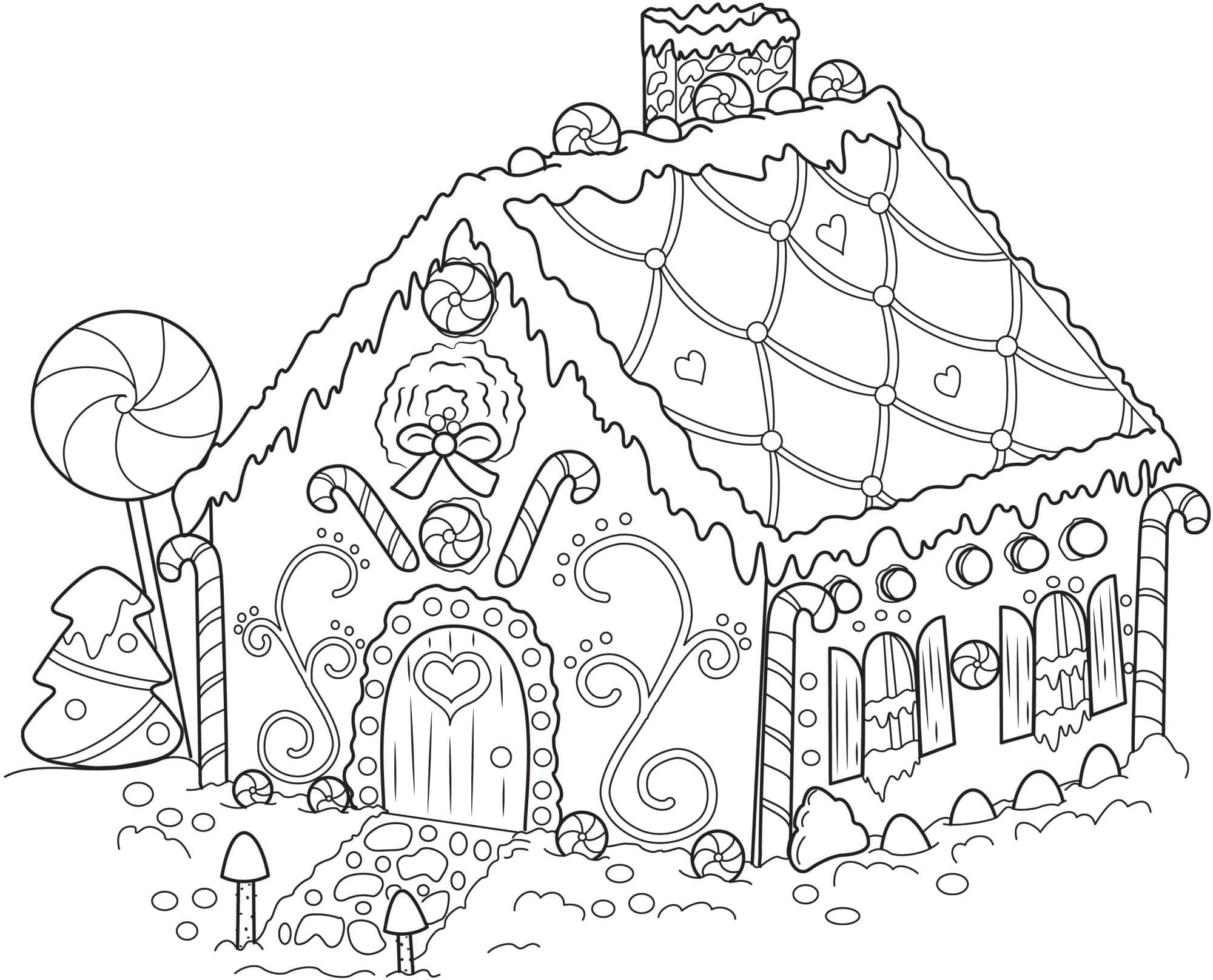 Gingerbread House Picture Coloring Page