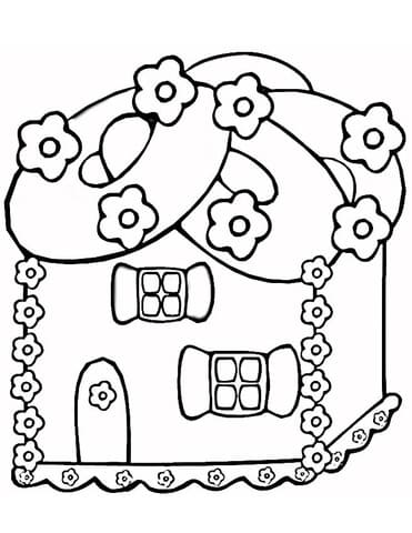 Gingerbread House Printable For Children Coloring Page