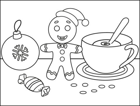 Gingerbread Image For Kids Coloring Page