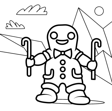 Gingerbread Man Cute Image Coloring Page