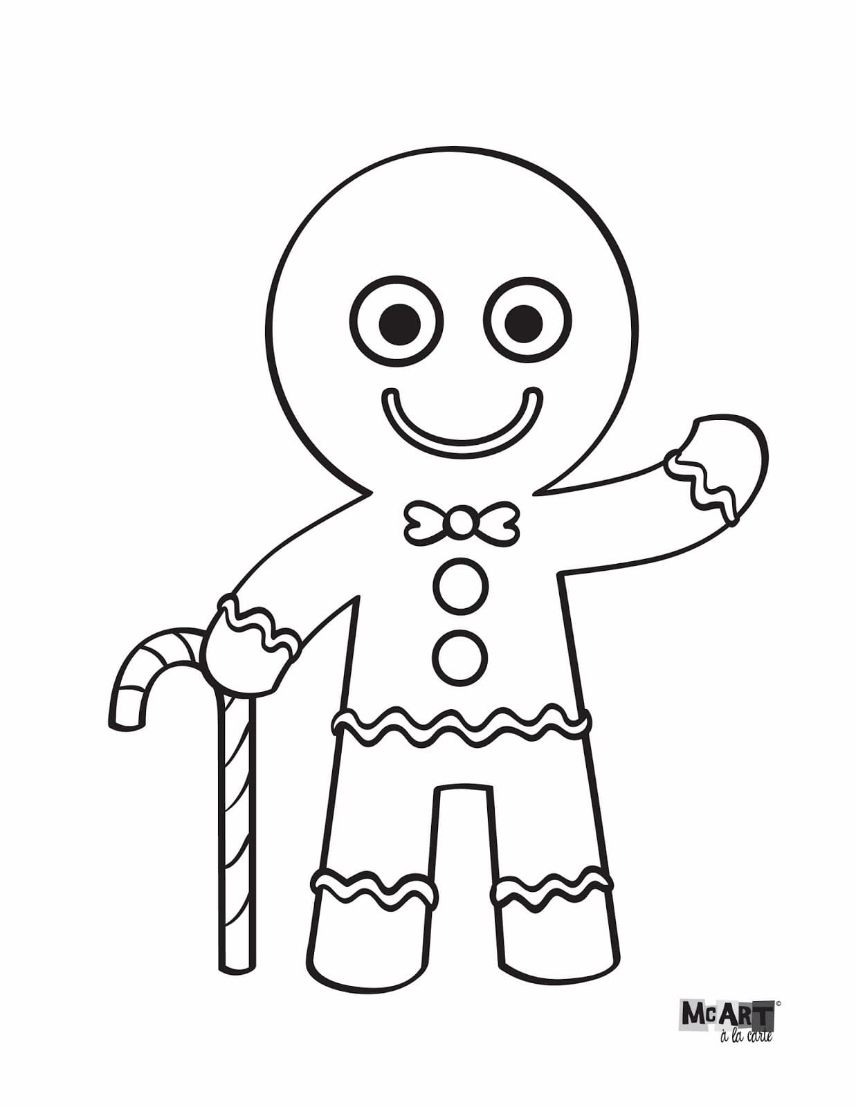 Gingerbread Man Printable Image Coloring Page