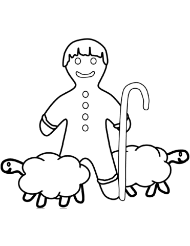Gingerbread Man Shepherd Image For Kids Coloring Page