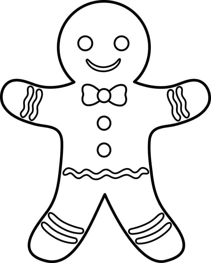 Gingerbread Man Sweet Picture Coloring Page