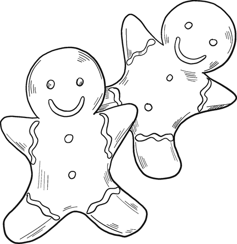 Gingerbread Men Printable Coloring Page