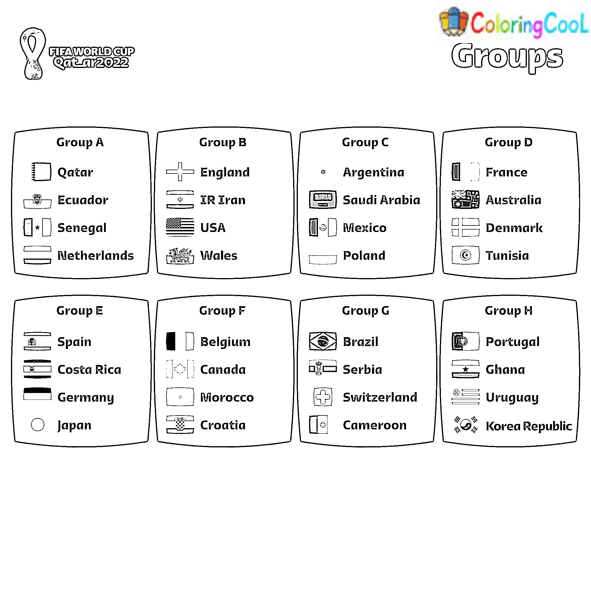 Groups FIFA 2022 Coloring Page