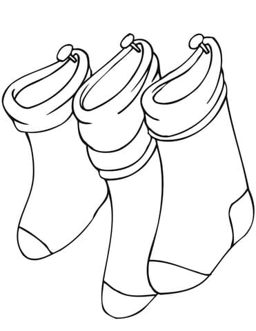 Hanging Christmas Stockings Image For Kids Coloring Page