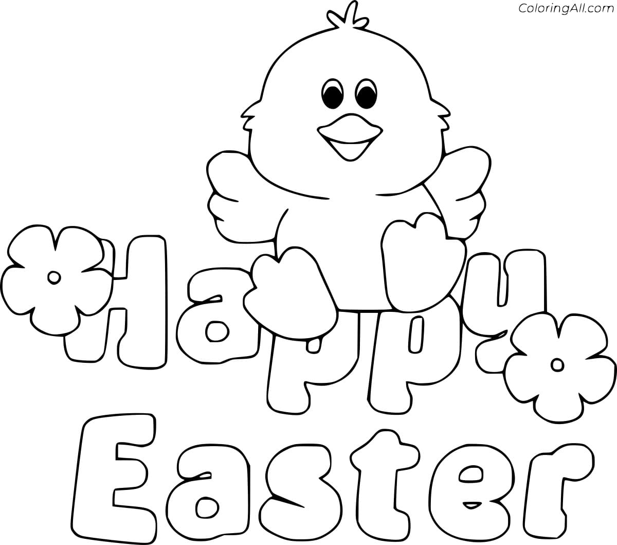 Happy Easter And Little Chick For Kids