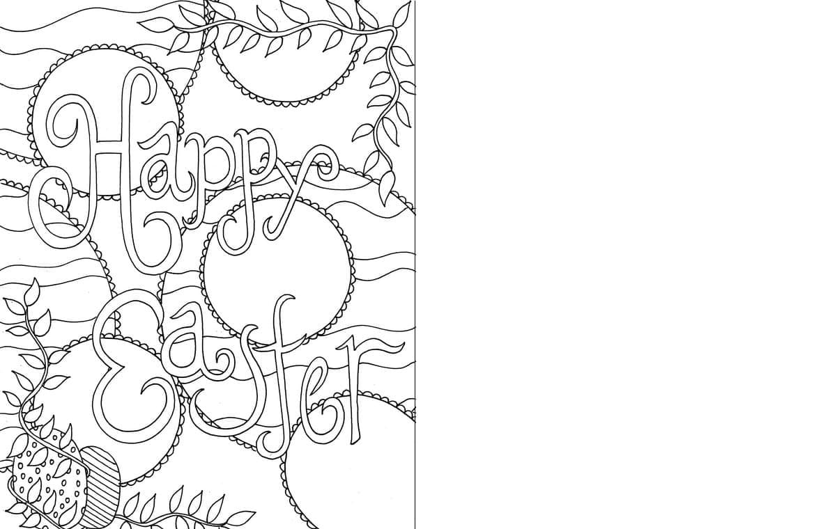 Happy Easter Card Coloring Page