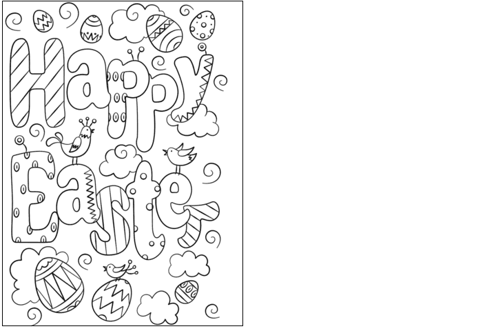 Happy Easter Doodle Card Image For Kids Coloring Page