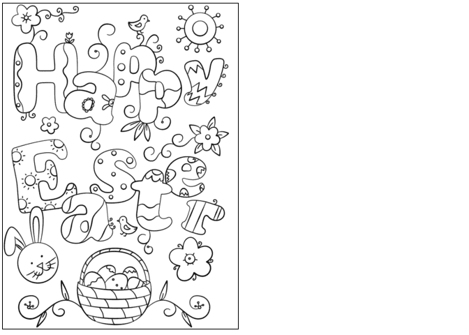 Happy Easter Doodle Card Picture Coloring Page