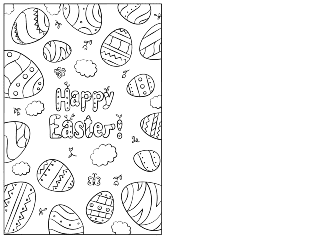 Happy Easter Doodle Card Printable Coloring Page