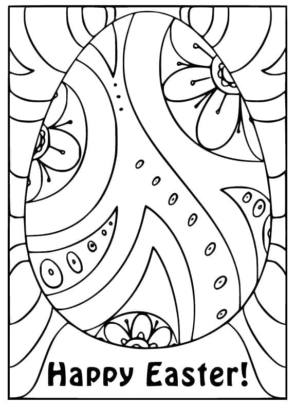 Happy Easter Egg Card Printable Coloring Page