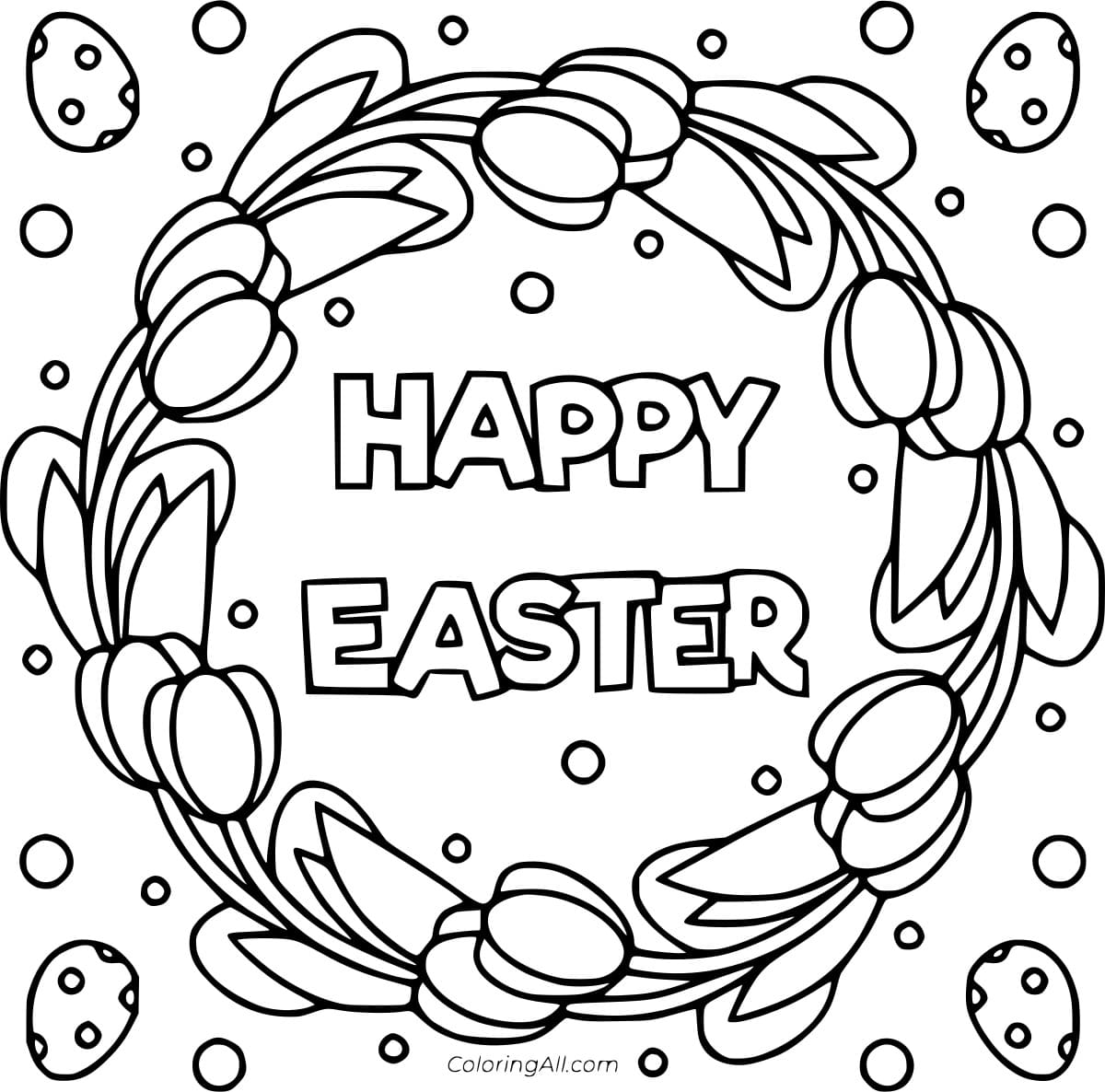 Happy Easter In The Wreath For Children