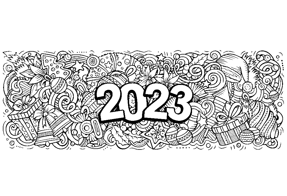 Happy New Year 2023 For Children Coloring Page