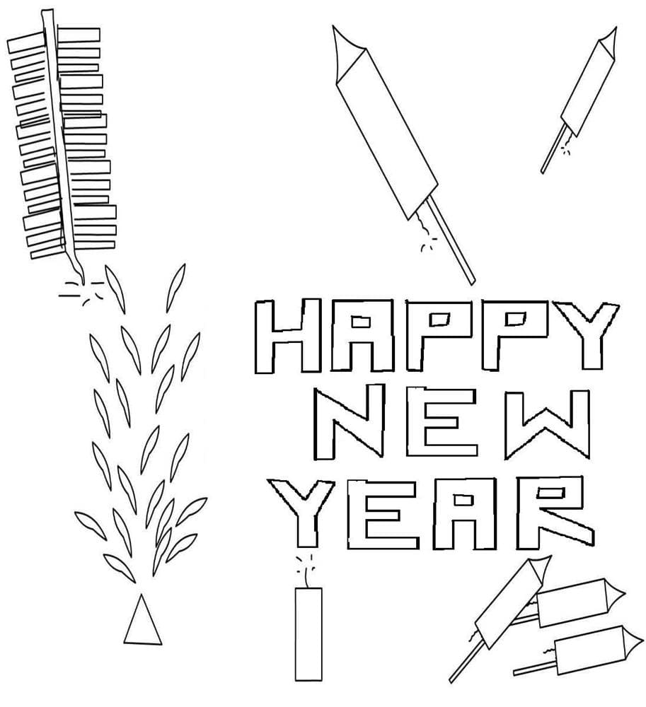 Happy New Year 2023 Kids Coloring Page