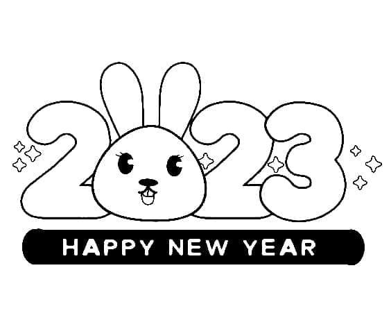 Happy New Year 2023 Picture For Kids Coloring Page