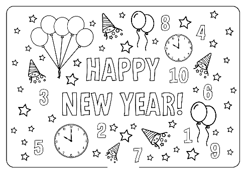 Happy New Year 2023 Printable For Kids Coloring Page