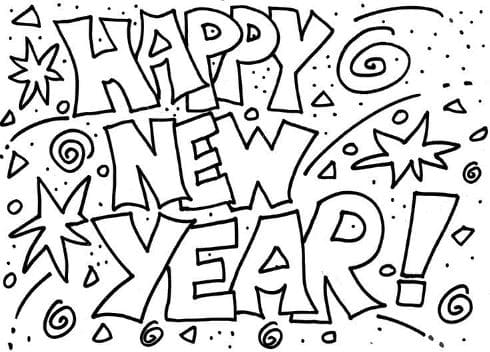 Happy New Year 2023 Sweet Picture Coloring Page