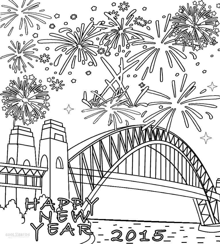 Happy New Year Firework 2023 Image For Children Coloring Page
