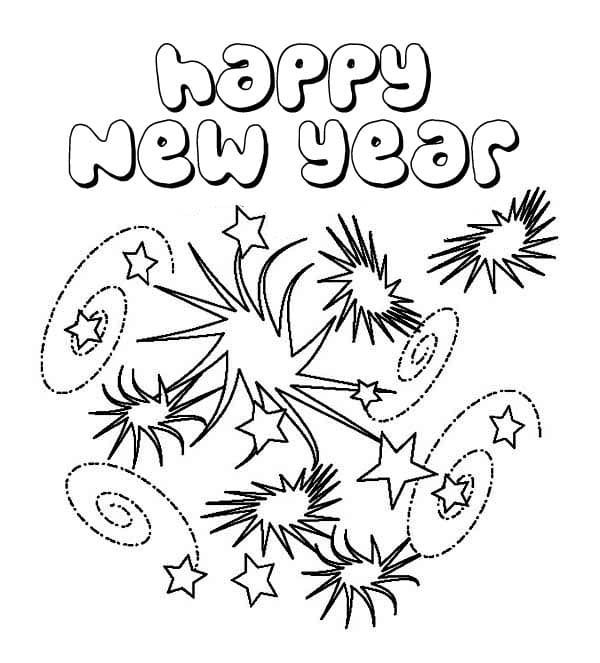 Happy New Year Firework 2023 Image For Children Coloring Page