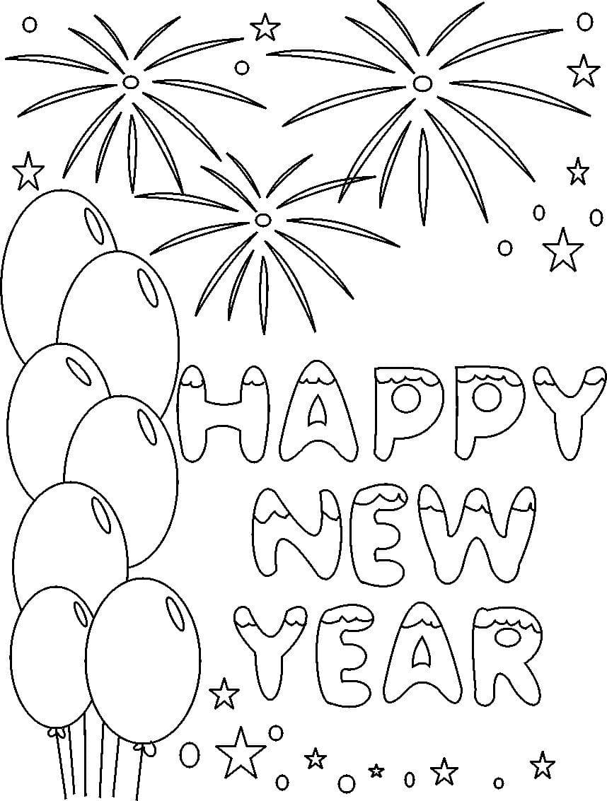 Happy New Year For Children Coloring Page