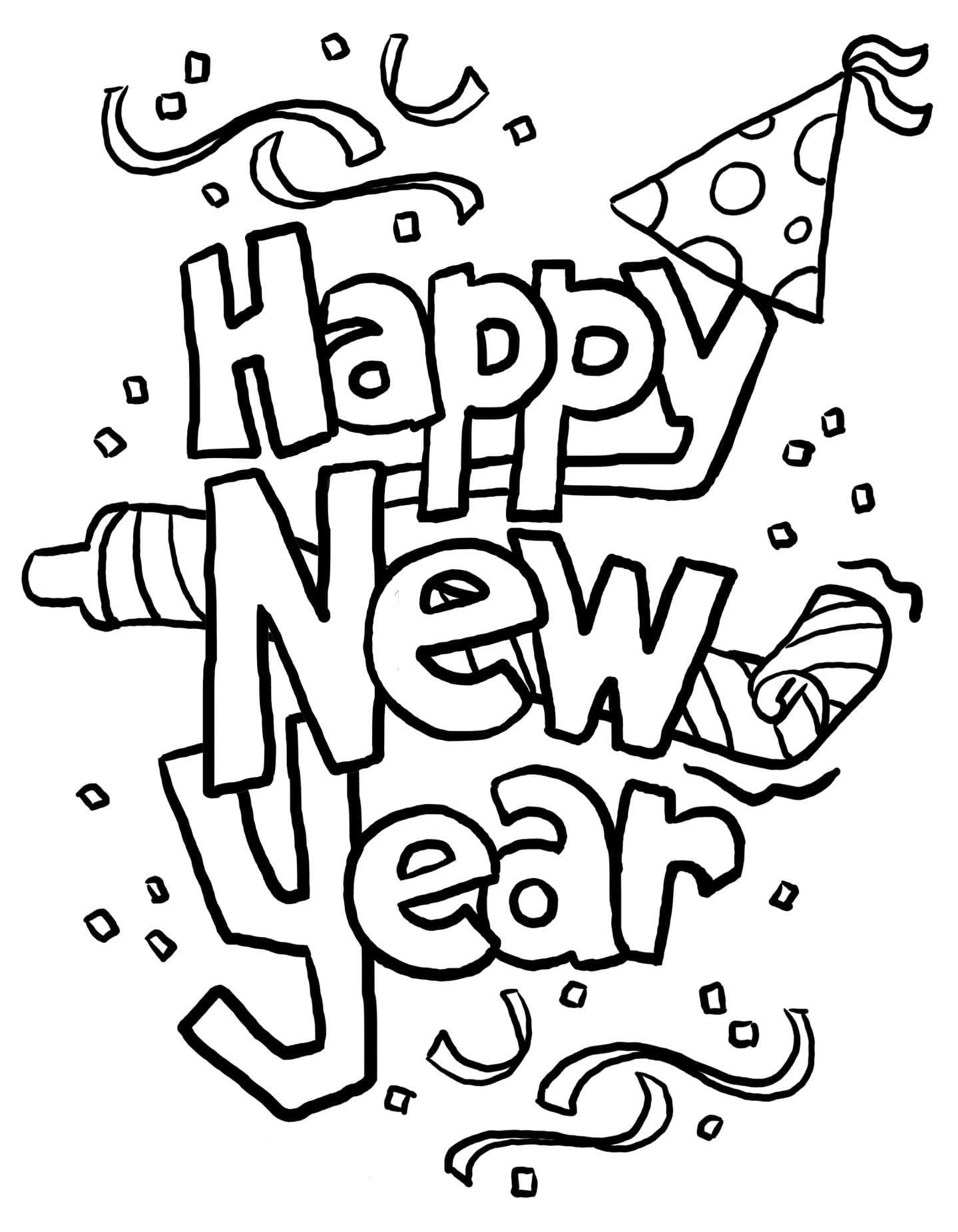 Happy New Year Image For Children Coloring Page