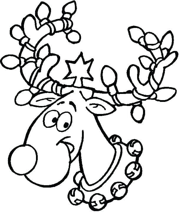 Happy Reindeer Image For Kids Coloring Page