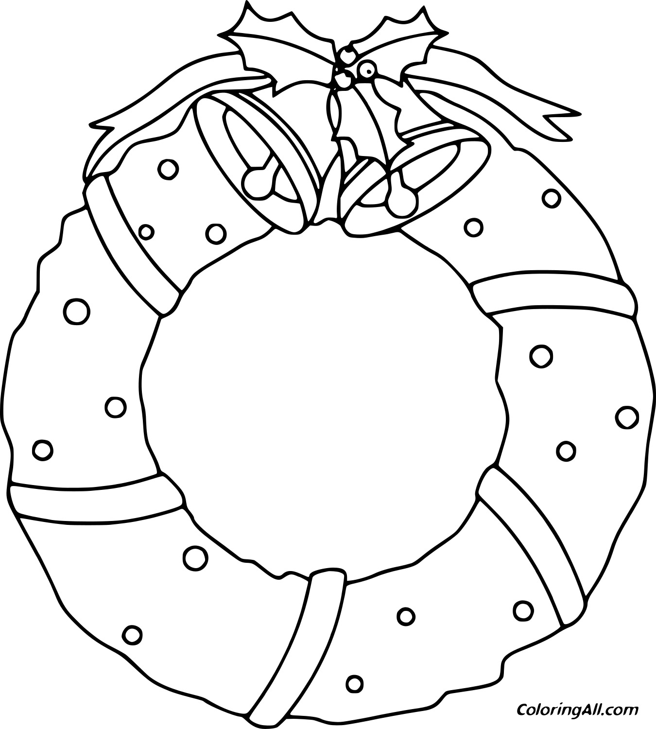 Holly Ring And Bells Image For Children Coloring Page