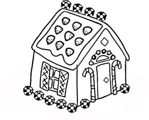 House For Christmas Printable For Kids Coloring Page